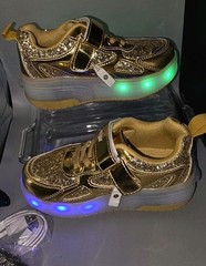 LED Light Up Roller Skate Shoes Glitter Gold Woowyet Size 12 Little Kid EUR 30