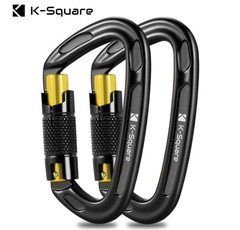 2 AutoLocking 24kN Carabiner Clips Heavy Duty Aluminum DRing Twist Lock Climbing
