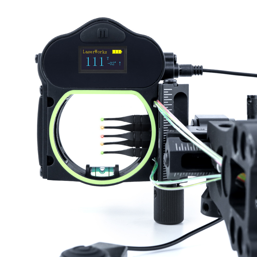 LaserWorks A3 Bow Sight 300 Meter Rangefinder 5-pin 4-axis Bowsight Ambidextrous