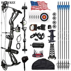 0-70lbs Compound Bow Set 320FPS Sight Carbon Arrows Feathers Shoting Archery