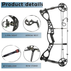 33″ Compound Bow Arrow Set Adjustable 0-70lb 320fps Archery Bow Hunt Shoot RH LH