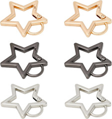 6Pcs Stars Carabiner, Zinc Alloy Star-Shaped Carabiner Keychain, Heavy Duty Spri