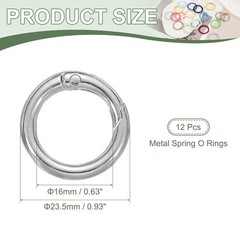 1″ Spring O Rings, Spring Snap Keyring for Handbag, 12 Pack Silver