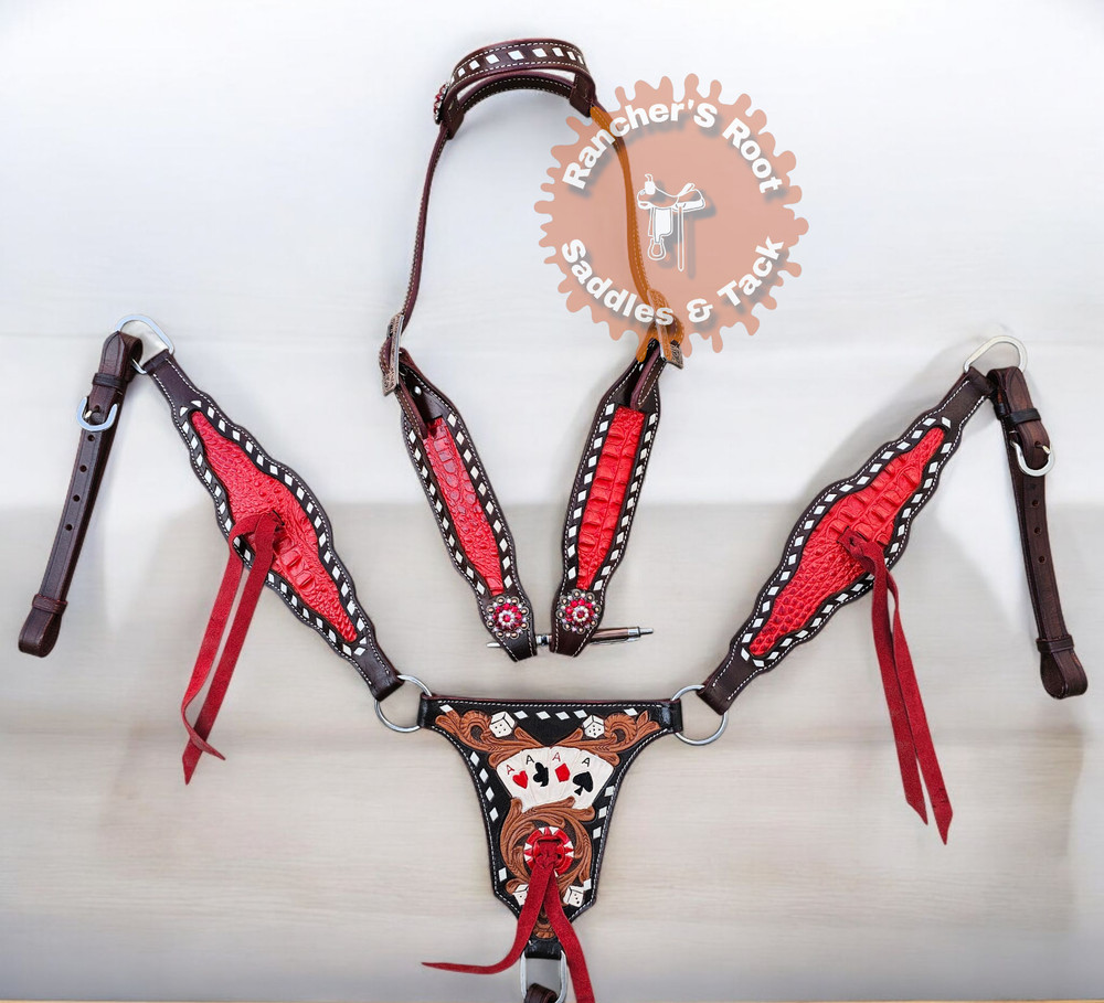 Western Tack Set Horse | Red Gator Gambler Tooling Tack Set