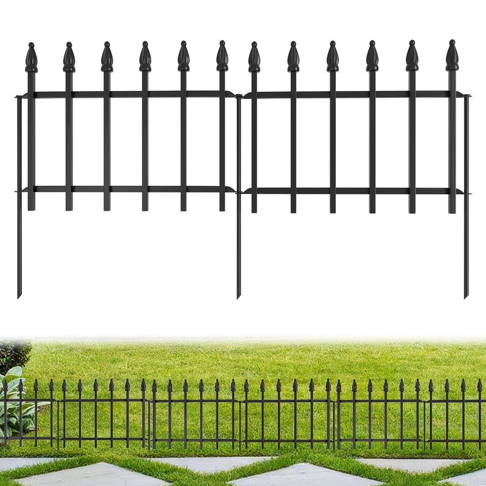 Decorative Garden Fence 10ft (L) x 19in (H) – 7 Panels Heavy Duty Garden Fenc…
