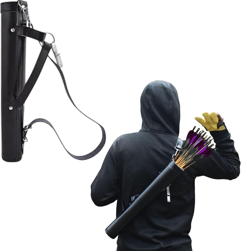 Premium Real Leather Back Quiver for Archery | Handmade Arrow Holder
