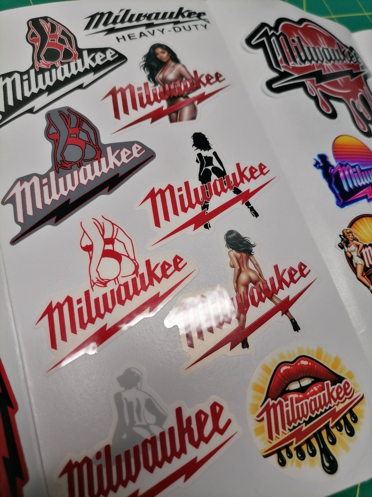 Milwaukee Hard Hat & Toolbox Sticker Pack – 30+ Waterproof Vinyl Stickers