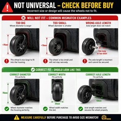 76mm Luggage Wheel Replacement, Suitcase Wheels 76x24mm with 40mm x 24mm