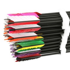 6/12pcs 30″ Carbon Arrows 4″ Flu Flu Feather SP500 Bow Hunt Archery Shoot Target