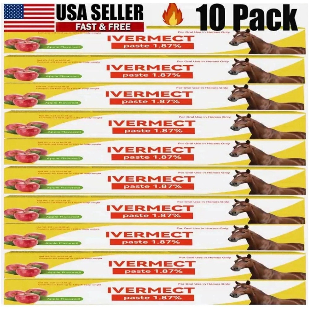 10 Pack Horse Dewormer Paste Apple Flavor EXP1/2028 Discount Price NEW1/2028