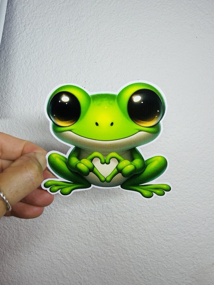 Frog Big Eyes Cartoon Funny Kids Sticker Car Bumper Decal Disney Heart