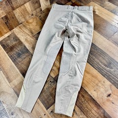 OVATION Riding Pants Tights Knee Inseam Patches Horseback Equestrian Tan 26R