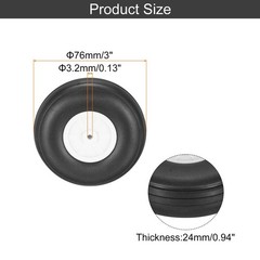 MECCANIXITY 2 Pcs RC Airplane Wheels, 3 Inch OD Plane 3 Inch, Black, White