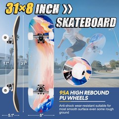 Capark Skateboards For Beginners Adults Youths Teens Kids Girls Boys 31 Inch