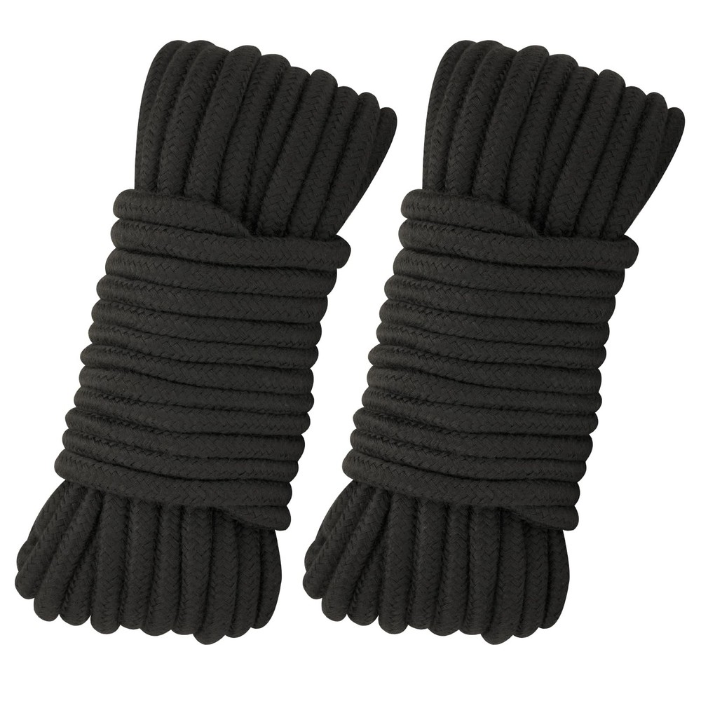 2 PCS Soft Black Cotton Rope 66Ft x 8mm Thick String Hanging Clothes Binding