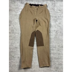 On Course Breeches Womens 34L Tan Cotton Naturals Shapely Equestrian Knee Patch