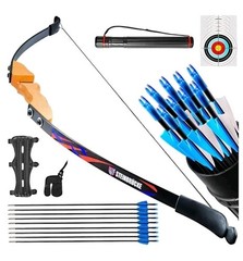 54″ Recurve Bow&Arrow Set 40 lbs Archery Traditional Wooden Hunting Longbow Kit