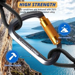 Heavy Duty 30KN Auto Locking Carabiner Auto Lock D Shape Clip for Rock Climbing