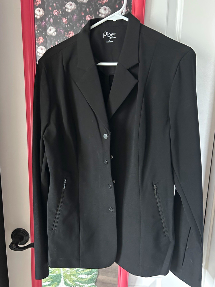 Piper Women’s Black Solid Blazer Size XL 4-Button with zipper