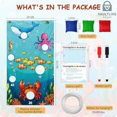 Ocean Theme Bean Bag Toss Game – Outdoor Party Activity with 3 Bean Bags