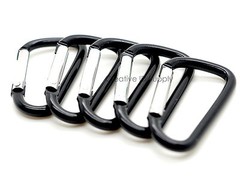 NEW 1-7/8″ BLACK CARABINER D-RING SPRING BELT CLIP KEY CHAIN ALUMINUM HOOK