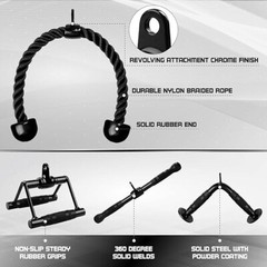 Yes4ALL Tricep Press Down Cable Machine Attachment Set, LAT Pulldown Attachment