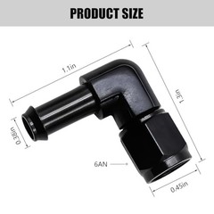 2PCS 6AN Female to 3/8 Car Barb, 90 Degree Swivel Vehicle Hose Fitting AN6-3/8