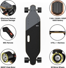 MEEPO V3 Max Electric Skateboard,Max speed 29 Mph,20 miles range,4 speed gear