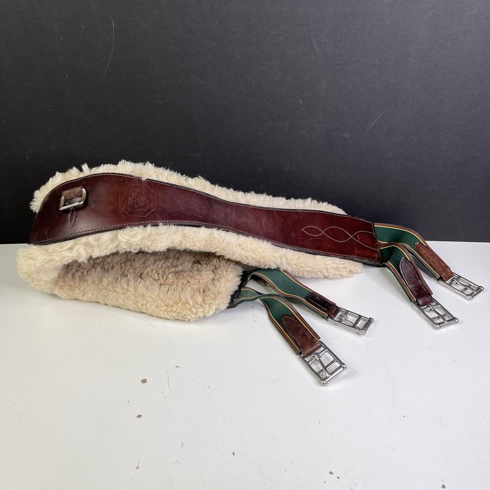 RARE Cliff Barnsby Leather Dressage Girth w/ Removable Sheepskin Padding Size 52