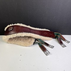 RARE Cliff Barnsby Leather Dressage Girth w/ Removable Sheepskin Padding Size 52