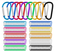 200 PCS Aluminum Carabiner D Shape Spring Clip Snap Key Hook Keychain Buckle