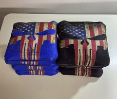 American flag skull Cornhole pro bags stick and slide filled with Resin set of 8