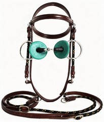 Horse 5″ Rubber Mouth Eggbutt Snaffle Cheltenham Turquoise Bit Guard Gag Nylon