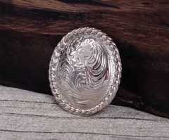 1-1/2″ SET 6 WESTERN SADDLE BLING SILVER ENGRAVED FLORAL BIG DIY LEATHER CONCHOS