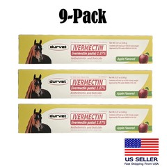 Lot of 9 Horse Dewormer Paste 1.87% – Apple Flavor – EXP: 10/2027+