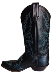 Vtg. Tony Lama Women’s Western Boots Black Turquoise Flame Design 8 1/2 B USA