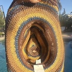 Peter Grimm New Multicolor Woven Straw Western Cowboy Hat Brown Blue Yellow