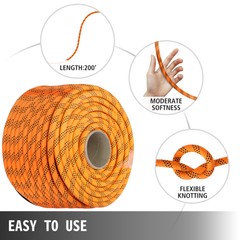 VEVOR 9/16″ x 200′ Polyester Rope Dual Braid Pull Rope 8600 lb Breaking Strength