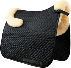 Dressage Saddle Pad, English Saddle Pad with Sheepskin Trim, Lambskin