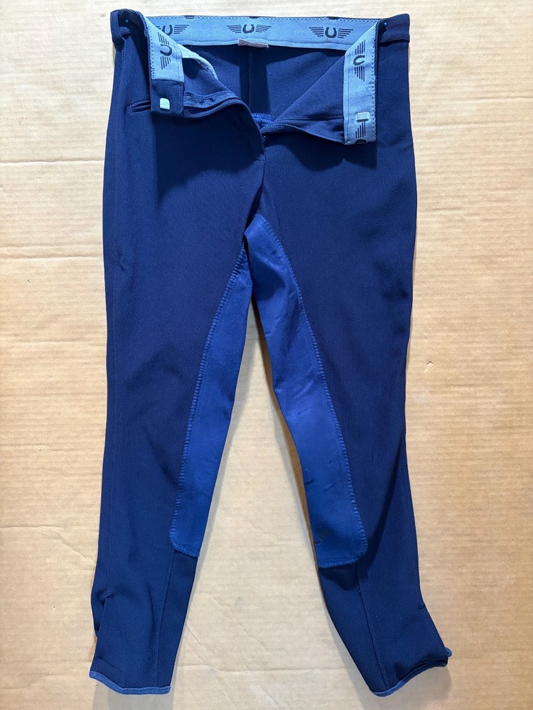 Tuff Rider Women’s Size 32 Regular Navy Riding Pants, Ribbed Full Seat Breeches