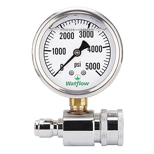 2-1/2″ Pressure Washer Pressure Gauge Kit, 3/8 Inch Quick Connect, 0-5000 PSI,