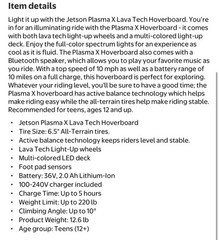 Jetson Plasma X Hoverboard Iridescent Bluetooth All-Terrain Light-Up JPLSMX-IRS