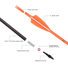 6/12Pcs 28″ Carbon Arrows Archery Spine 500 OD 7.8 mm for Recurve/Compound Bow