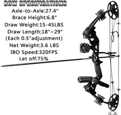 Adjustable Compound Bow Set 15-45Lbs for Beginners & Teens, 320 FPS Speed