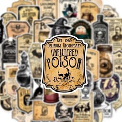 25Pcs Random Retro Gothic Witch Potion Bottle Occult Magic Symbol Stickers