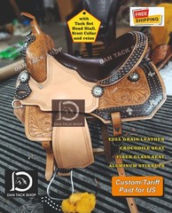 Barrel Leather Horse Saddle Premium Leather Quality Saddle, Tack Set Free shipp.