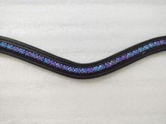 Blue & Purple Effect Crystal snap Browband For Horse Bridle.