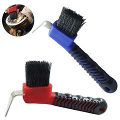 Red Blue Horse Hoof Pick Brushes Soft Touch Rubber Handle
