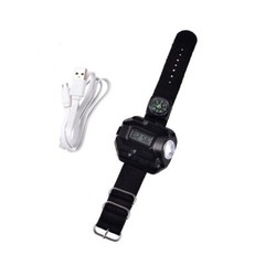 Outdoor Flashlight LED Torch Compass Tactical LED Rechargeable Sport Wrist Watch