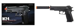 Double Eagle M24 Spring Powered Airsoft Pistol Gun w/ Barrel Extension Black